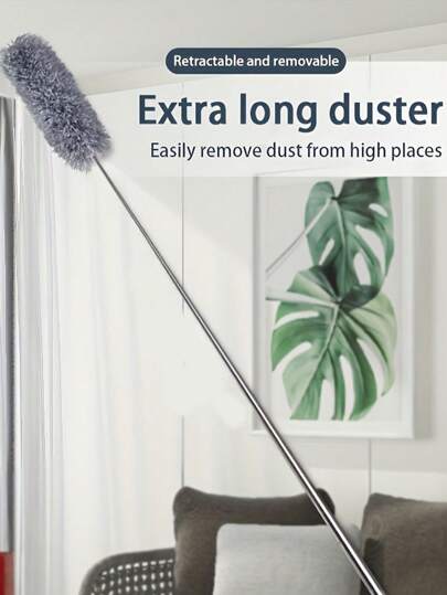 1 Set Extendable Super Fine Fiber Duster, Reusable, Washable, Bendable Duster With Telescopic Handle, Suitable For Home And Office - Ideal For Cleaning Ceiling Fans, Windows And Furniture. Super Fine Fiber Extendable Manual Dust Cleaning Brush For Home Air Conditioner, Feather, Car And Furniture Cleaning