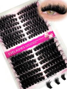 14D/DD/C Curl Volume 5D Fluffy Lashes 10-18mm, Split Between Left+Right Suitable For Pair Of Lashes. 14 Rows Of Faux Mink Lashes, Natural Split. Thick, Soft, Lightweight Lash Set, Comfortable Wear. Opens Eyes, Lifts Corners, For Lash Extension DIY. For Daily Life, Wedding, Dating, Party, Music Festival, Halloween Use - Black - View 1