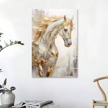 قطعة واحدة، حصان ذهبي، لوحة جداريّة مطبوع عليها حيوانات، بطانية مصنوعة من قماش مقاوم للماء، مناسبة للمنزل والمكتب والنوم والمعيشة والدراسة والحمام والبار وفن الحائط وديكور المنزل، هي هدية عيد مثالية