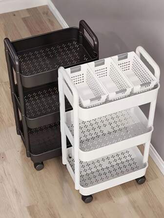 3/4/5-Layer Thickened Tube Large Multi-Color Rolling Storage Cart, Sturdy Load-Bearing Storage Box, Rolling Storage Cart, 360-Degree Rotation, Plastic, Strong Load-Bearing Capacity, Suitable For Holiday Decoration, Bedroom, Kitchen, Bathroom, Living Room And Outdoor Camping, Multi-Functional Practical Cart, Slim Design, Seasonal Decoration Storage | Multi-Layer Shelves | Easy-To-Move Wheels