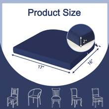 Outdoor Chair Cushions, Waterproof Cushions For Patio Furniture With Adjustable Straps, Round Corner Patio Chair Cushions For Yard Garden, 17"X16"X2" - 藏蓝色 - 查看 2