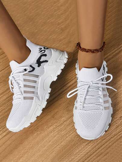 Spring And Summer Women's Fashionable Leopard Print Sneakers, Casual Lace Up Shoes, Thick Soled Running Shoes, Mesh Breathable Versatile Classic Comfortable Sneakers