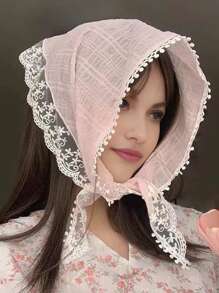 1pc Women's Lace Triangular Scarf, Lightweight Breathable Summer Headband, French Style Hair Accessories
