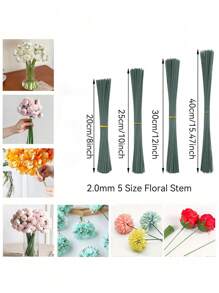 100/50/20pcsinch Green Flower Stem Sticks DIY Floral Material Handmade Wire Stem Accessories.For DIY Flower Arrangements, Wedding Bouquets, Wreaths, Accessories For Flower Arrangement Decoration, And Handmade Projects. It Can Also Be Used For Home Decoration, Wedding Decoration, And Handmade Flower Bouquets. For Easter, Birthdays, Graduations, Mother's Day, And Valentine's Day.,Fake Plants
