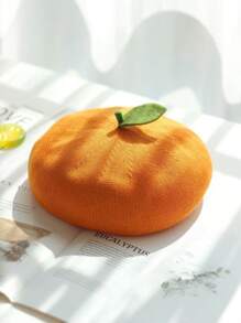 1 pieza Boina de artista hecha a mano con decoración de brotes de frijol, estilo de fruta delgada y transpirable, adecuada para regalos, fiestas de Halloween, uso diario, primavera/verano