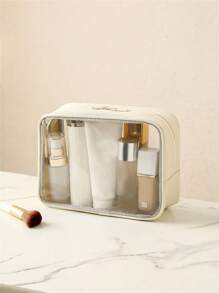 Transparent Toiletry Bag, PVC Material Waterproof Wear-Resistant Minimalist High-End Travel Portable Storage Pouch, Large Capacity Skincare Organizer Wash Bag Toiletry Travel Bag Makeup Storage Beach Beach Bag Vacation Holiday Essentials School Supplies Travel Essentials Ladies For College Dorm Bathroomsummer Back To School School Stuff Bag For School Wash Bag Travel Waterproof Toiletry Bag