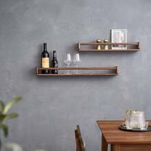 1pc In-Stock Wooden Wall Mounted Floating Shelf, Home Decor Display Rack For Living Room, Figurines, Plants - Multicolor - View 2