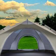 Agilithor 2-3 Person Camping Portable Tent, Thickened Folding Portable Tent, Lightweight Backpacking Tent, Outdoor Waterproof Sunscreen Tent, 200*150*125cm (Large) Fully Automatic Tent, Four-Season Simple Tent Suitable For Family, Outdoor, Travel And Mountaineering 2*1.5 - Beige - View 1