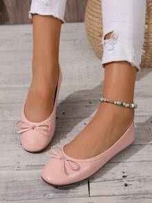 2025 Fashionable, Versatile Cute Bowknot Soft Bottom Flats - Pink - View 4
