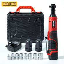 16.8V, 50N.M, 40 Ft-Lbs Torque, 3/8", BALKONI Cordless Electric Ratchet Wrench Set, Power Ratchet Wrench Tool Kit With 2 Packs Of Long Life 2.0 Ah Li-Ion Battery, A Charger And 7 Sockets Included - 1 Battery Set - View 2