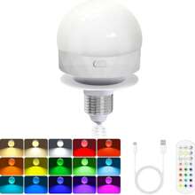 Bombilla recargable - Bombilla con batería E27, 10 controles remotos atenuadores y de color adecuados para luces de pared no cableadas, lámparas colgantes, etc. (2 paquetes)