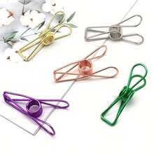 10 Multi-Color Metal Hollow Paper Clips, Suitable For Sealing Food Bags, Photo Album Clips, Socks And Underwear Clips, Multifunctional Clips. - Multicolor - View 4