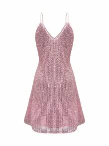 Robe à bretelles col en V pailletée, robe de fête mini à franges sans ceinture, robe de cocktail de soirée, robe de soirée élégante pour gala, anniversaire, mariage