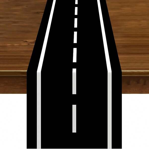 Chemin de table tissé en polyester – Motif à rayures noires et blanches décontractées, chemin de table rectangulaire à la mode pour salle à manger, cuisine, chambre, événements en plein air et décoration intérieure