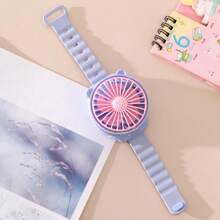 1 Stück kreativer Uhr-Ventilator, Jungen, Mädchen, Kinder, Lässig Outdoor Tragbarer Mini Taschen Cartoon Trocken Batterie Ventilator, Sommer Essentiell. Sommer Kühlung, Strand, Reise