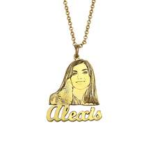 Custom Portrait Real Picture Necklace, Engraved Photo Necklace, Customized Picture Necklace, Memorial Necklace, Keepsake Jewelry, Gift For Her, Mother's Day Gift - Gold - View 6