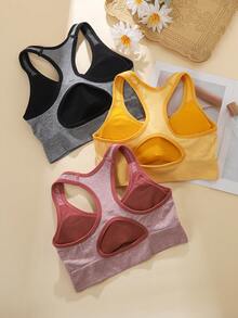 Bộ 3 áo ngực thể thao hở lưng cho nữ tập yoga chạy bộ thể dục crop top hai dây - Nhiều màu - Xem 2