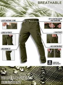 31" Men's Tactical Hiking Pants Water Resistant Quick Dry Ripstop Cargo Pants With 8 Pockets & Carabiner, Lightweight For Outdoor, Camping & Work Wear - Army Green - View 5