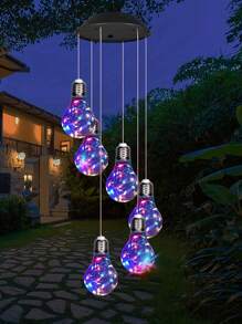 1pc Solar Wind Chime Light Bulb/Ball/Hummingbird, Polished Metal Finish, Energy-Saving With Nickel Battery, Easy Installation, Ideal For Bedroom, Wedding, Birthday, Party, Ramadan, Home & Garden Decor, Solar Wind Chimes Outdoor