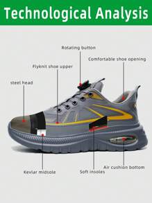 Zapatos de trabajo para hombres con puntera de acero, resistentes al impacto, anti-perforación, resistentes al desgaste, suela antideslizante, cómodos y ligeros, aptos para actividades al aire libre y seguridad