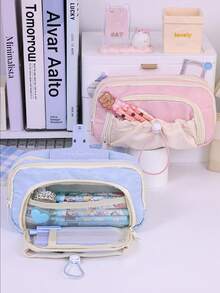 1pc Large Capacity Drawstring Pencil Bag, Minimalist High-Quality Student Stationery Case, Back To School Essential - Multicolor - View 3