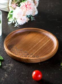 1pc Vintage Wooden Round Food Plate (20cm)