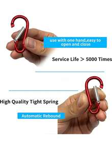 5/10/30/50个装散装弹簧登山扣钥匙扣，铝制D形环扣，适用于背包、旅行、露营、徒步 - 彩色 - 查看 9