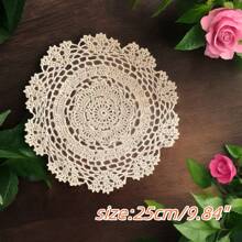 Jogos americanos de crochê feitos à mão, Porta-copos de renda boêmios redondos, Jogos de mesa de renda de 10/14 polegadas, Toalhas de mesa de renda floral vintage, Fácil de lavar para decoração de casamento, Pratos, Acessórios para casa DIY, Melhor presente, Apanhador de sonhos, Opção bege/branco