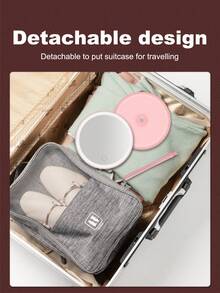 1 pieza Espejo de maquillaje LED con aumento 5X, luz ajustable a 3 colores con control táctil, giro de 90°, recargable - Espejo de tocador/viaje portátil, regalo perfecto para mujeres/madres - Multicolor - Ver 7