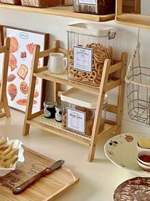 1 pieza Estantería de escritorio de madera maciza, estantería de escritorio de cocina de doble capa, estantería de escritorio, estantería de almacenamiento de escritorio para el hogar, decoración del hogar, decoración de la habitación, almacenamiento de tazas, organizador de cocina