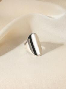 1pc Fashionable Gold Stainless Steel Elliptical Open Ring Suitable For Women's Daily Wear