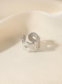 1pc Fashionable Gold-Tone Stainless Steel Braided Twisted Open Ring, Suitable For Women's Daily Wear, Party Jewelry Gift