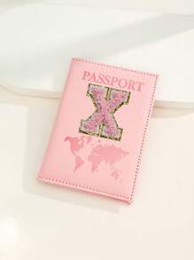 Capa Para Passaporte Com Letras De A A Z, Porta-Passaporte De Viagem Com Estampa De Mapa, Pasta Para Passaporte Rosa, Carteira Para Passaporte Para Viagens De Negócios