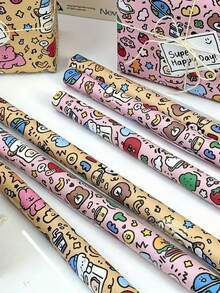 3pcs,Cute Animal Packaging Paper - Large Paper, Perfect For Birthday, Christmas, And Valentine's Day Gifts | Panda Themed Party Decoration - Multicolor - View 5