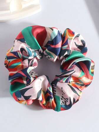 1pc Floral Print Bohemian Polyester Scrunchie, Silky Soft High-Quality Fashion Hair Tie, Suitable For Women All SeasonScrunchiesscrunchy Hair Ties