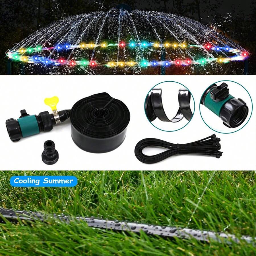 Spray Hose, Trampoline Spray Hose, Garden Cooling And Watering Tools, Outdoor Water Toys, Gardens Of Different Lengths,Trampoline Sprinkler Outdoor Trampoline Backyard Water Park Fun Summer Toys For Water Play, Games, And Summer Fun In Yards - Multicolor - View 1