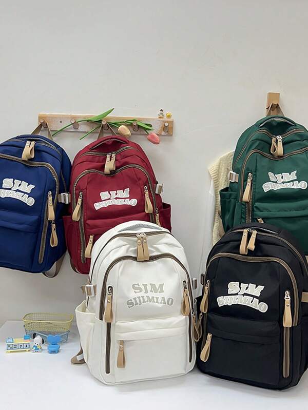 New Vintage Style Backpack For College Students, Large Capacity Laptop Backpack, Water-Resistant Retro Stitching Zipper Bag For Middle & High School Students