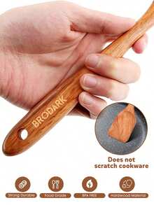 8pcs/9pcs Premium Wooden Kitchen Utensil Set | High Quality, Durable, Heat-Resistant Wooden Spoons, Spoon Rest, Utensil Holder And Non-Stick Spatula - Ergonomic Handles, Easy To Clean, Ideal For Home Cooking And Baking - 9pcs - View 6