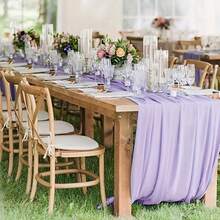 1pc 118.11x30 Inch Sheer Table Runner, Bohemian Solid Color Table Cloth Decor, Chair Decoration, Home Wedding Party Decoration - Purple - View 4