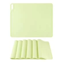 Placemat Set Of 6 Silicone Placemats For Kitchen Dining Table Decor, Washable Table Placemats Wipeable Table Mat - Light Green - View 1