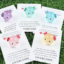 1-5pcs Cute Resin Hexagon Dragon Statue Figurines, Desk Decor, Come With Tiny Pocket Hug Card To Bring Comfort And Positivity To Loved Ones In Exams, Surgery Or Difficult Times, Wishing Them Good Luck