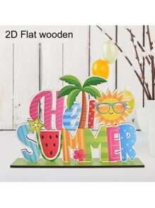 5pcs/1pc Hello Summer Watermelon Theme Desktop Decorations Signs And Plaques, Summer Wooden Signs, Home Office Decorations, Holiday Party Decorations, Craft Decorations, Summer Decorations, Holiday Gifts