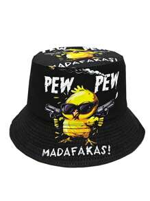 Cappello da pescatore di stile alla moda "PWE PWE", stampa stile urbano, cappello da sole casual da esterno a protezione solare, unisex