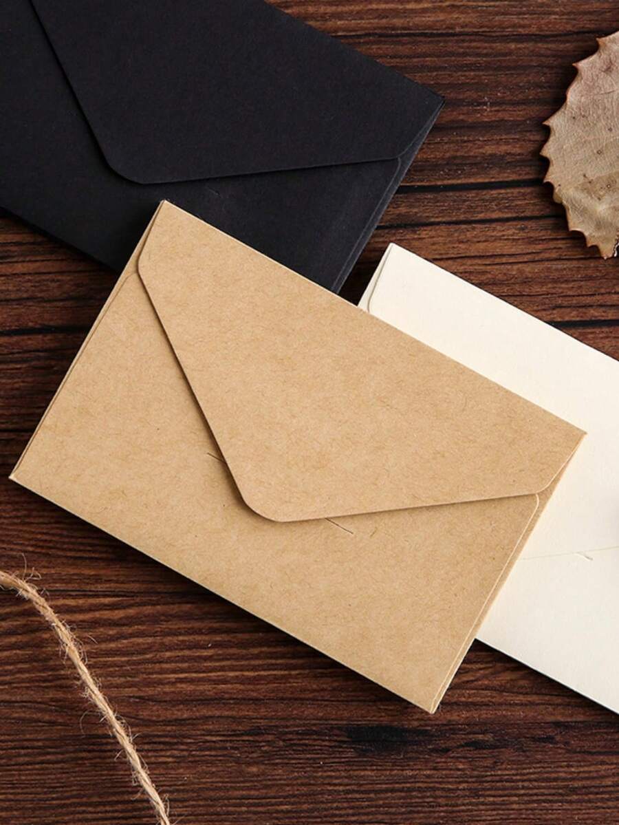 20 chiếc phong bì vuông mini cổ điển, phong bì giấy kraft tươi, thiệp nhỏ, thư tình lưu trữ, thiết kế đơn giản màu trắng và đen - Nhiều màu - Xem 1