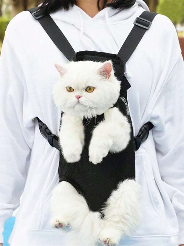 Pet Carrier Front Chest Cat Backpack, Breathable Mesh Portable Bag For Small-Medium Cats And Dogs Dog Outing Dog Stuff Pet Cat Harness, Portable Accessory For Going Out, Chest Bag, Cat Shoulder Bag, Breathable Cat Walking Bag, Travel Essentials Travel Accessories