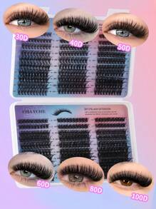 600/570PCS Colorful Mixed Color DIY Eyelash Extension Set High Capacity Individual Eyelash Curler 9-16MM Hybrid D-Curl 3D Effect Natural & Pretty Soft & Comfortable False Eyelash Long Lasting Individual Eyelash Set Eyelash Curler Music Festival & Daily Life & Masquerade & Dating & Party Use
