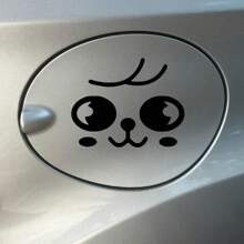 1 Pc Cartoon Smile Face Gas Cap Decal, Kawaii Kpop Car Sticker Suitable To Round Or Square Gas Cover, Cute Car Exterior Decor Accessories