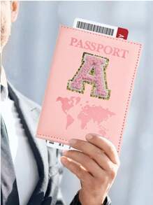Capa Para Passaporte Com Letras De A A Z, Porta-Passaporte De Viagem Com Estampa De Mapa, Pasta Para Passaporte Rosa, Carteira Para Passaporte Para Viagens De Negócios