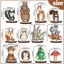 16/24 Pcs Woodland Animals Wood Tabletop Carnival Centerpieces, Forest Wooden Animals Cutout Shapes Creatures Table Topper For Woodland Camping, Wild Creatures Decor Wooden Table Sign, Rustic Tiered Tray Decorations For Forest Camp, Baby Shower Craft Party Supplies, Birthday Favors Cake Decor