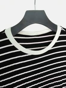 K&K FASHION MEN'S BASIC STRIPED T-SHIRT - 白色和黑色 - 查看 4